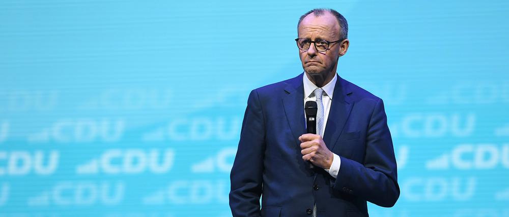 CDU-Kanzlerkandidat Friedrich Merz bei einem Auftritt in Oberhausen. 