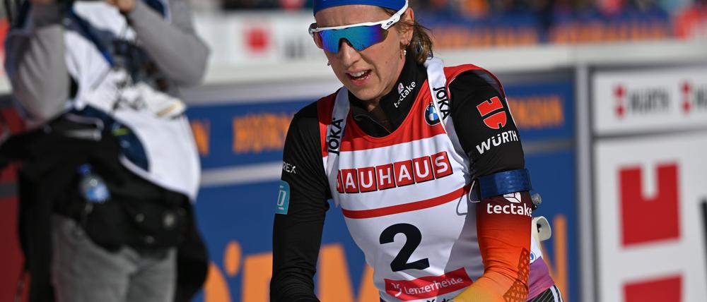 War nach ihrem letzten Rennen völlig am Ende: Franziska Preuß.