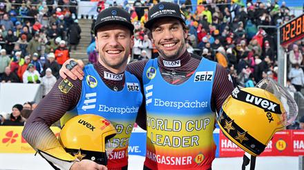 Schon wieder Gesamtweltcup-Gewinner: Die Rodler Tobias Wendl (r) und Tobias Arlt.