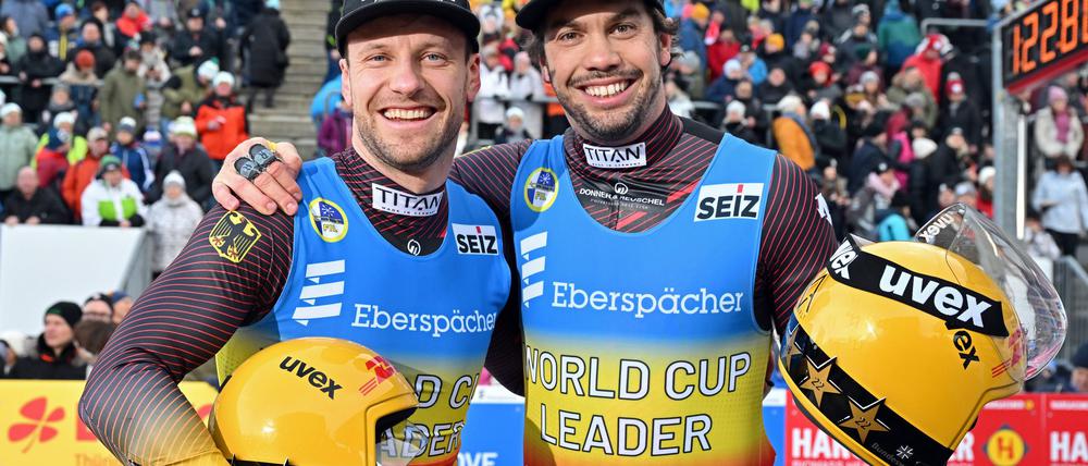 Schon wieder Gesamtweltcup-Gewinner: Die Rodler Tobias Wendl (r) und Tobias Arlt.