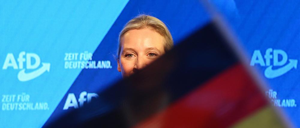 Die Kanzlerkandidatin und Co-Vorsitzende der rechtsextremen Partei Alternative für Deutschland (AfD), Alice Weidel, nach der Auszählung der Stimmen für die Bundestagswahl 2025 in Berlin