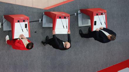 Die Parteispitze trat im Willy-Brandt-Haus auf. 