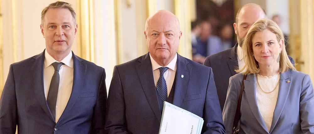 Sie wollen die neue „Zuckerlkoalition“ anleiten: SPÖ-Chef Andreas Babler, ÖVP-Chef Christian Stocker und Neos-Vorsitzende Beate Meinl-Reisinger.