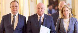Sie wollen die neue „Zuckerlkoalition“ anleiten: SPÖ-Chef Andreas Babler, ÖVP-Chef Christian Stocker und Neos-Vorsitzende Beate Meinl-Reisinger.