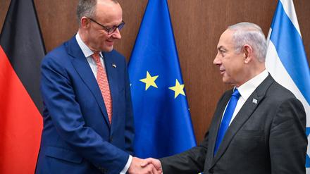 Der heutige Bundeskanzler Friedrich Merz 2024 zu Besuch bei Israels Premier Benjamin Netanjahu – damals noch als Oppositionsführer. 