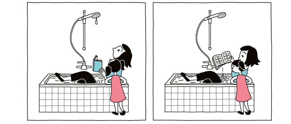 Eine Szene aus Katharina Greves neuem Comic „Meine Geschichten von Mutter und Tochter“.