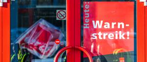 Kürzlich durchgeführter Verdi-Warnstreik im Straßenbahndepot in Schwerin.