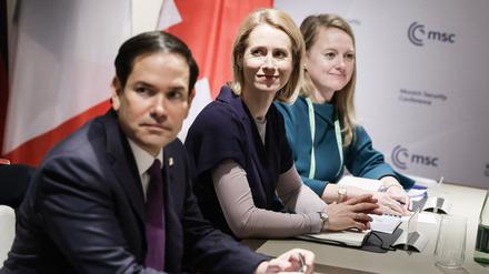 US-Außenminister Rubio und EU-Außenbeauftragte Kallas (M).