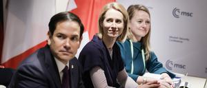 US-Außenminister Rubio und EU-Außenbeauftragte Kallas (M).