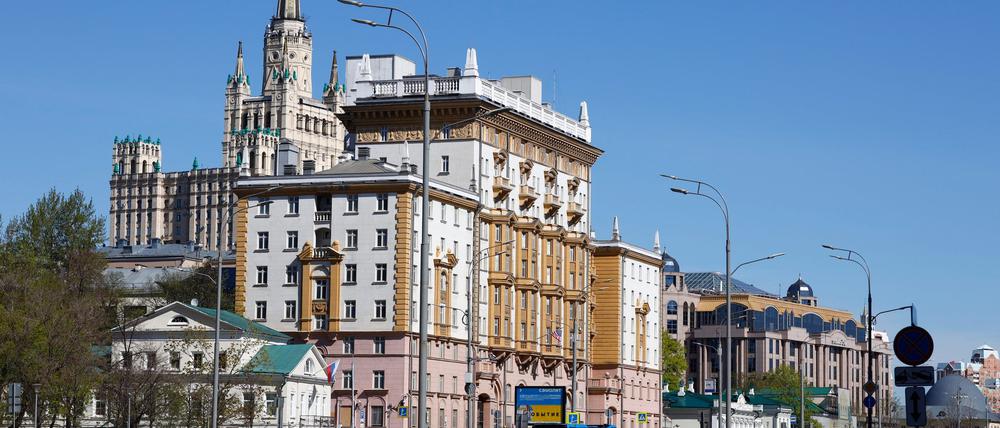 Der Altbau der US-Botschaft in Moskau ist ein beeindruckendes Gebäude im Stil des sowjetischen Klassizismus. (Archivbild)