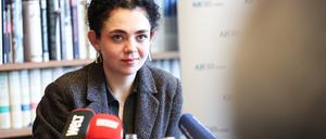 Hanna Veiler, Präsidentin der Jüdischen Studierendenunion Deutschlands (JSUD), am Donnerstag auf einer Pressekonferenz. 