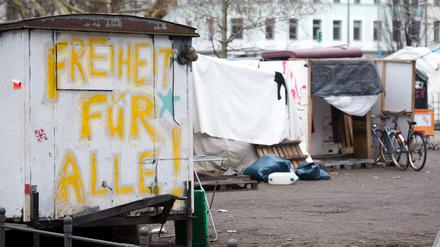 Flüchtlingsorganisationen kündigen Protest mit einem Camp auf dem Oranienplatz in Berlin-Kreuzberg an. (Archivbild)