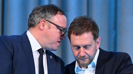 Thüringens Ministerpräsident Mario Voigt und Sachsens Regierungschef Michael Kretschmer (beide CDU) wollen Ost-Themen in der Bundespolitik stärker beachtet sehen. (Archivbild)