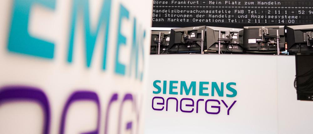Das Logo von „Siemens Energy“ ist in der Frankfurter Börse zu sehen.