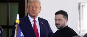 US-Präsident Donald Trump (l) begrüßt den ukrainischen Präsidenten Wolodymyr Selenskyj im Weißen Haus.