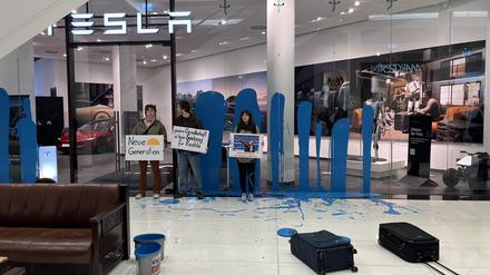Im Einkaufszentrum „Mall of Berlin“ kam es zu einer Protestaktion gegen den Techmilliardär Elon Musk.