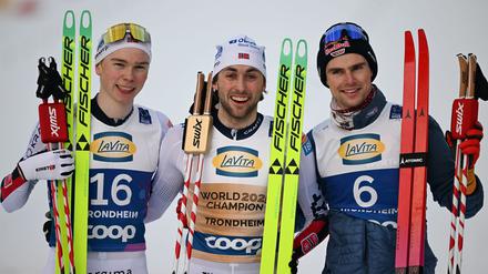 Vinzenz Geiger (r) hat seine zweite Medaille in Trondheim gewonnen.