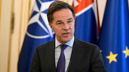Mark Rutte bei einer Pressekonferenz am 20. Februar in Bratislava.