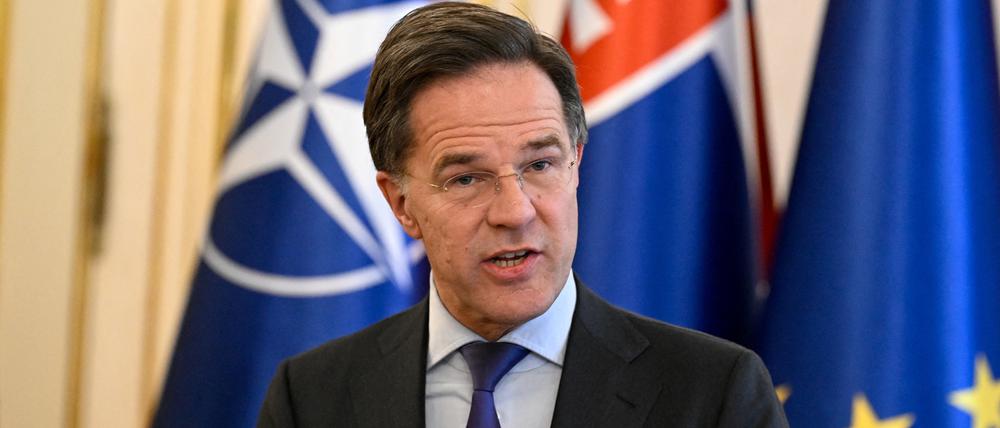 Mark Rutte bei einer Pressekonferenz am 20. Februar in Bratislava.