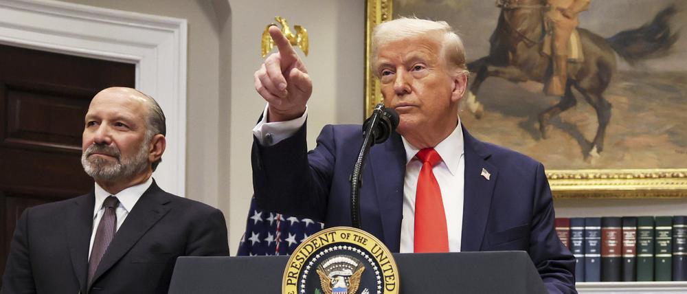 US-Präsident Donald Trump im Roosevelt Room des Weißen Hauses in Washington.