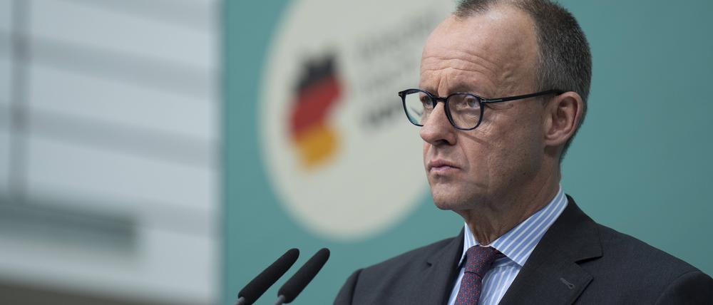 Friedrich Merz bei einer Pressekonferenz