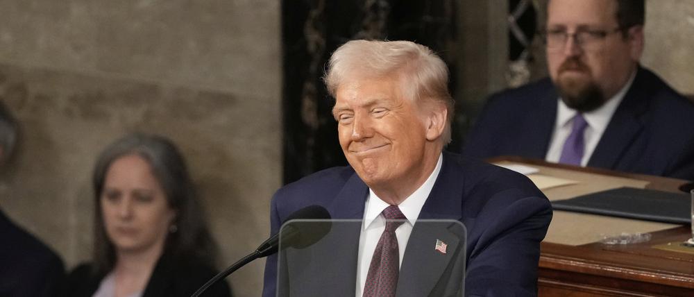 US-Präsident Donald Trump spricht vor einer gemeinsamen Sitzung des Kongresses im Kapitol.