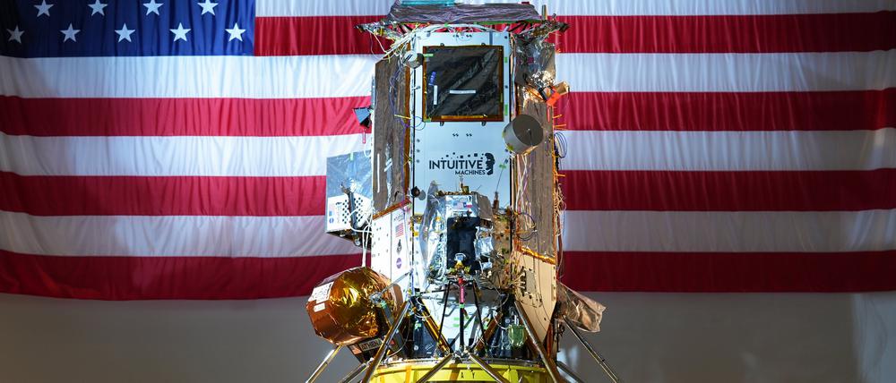 Der Mondlander „Athena“ der Raumfahrtfirma Intuitive Machines.