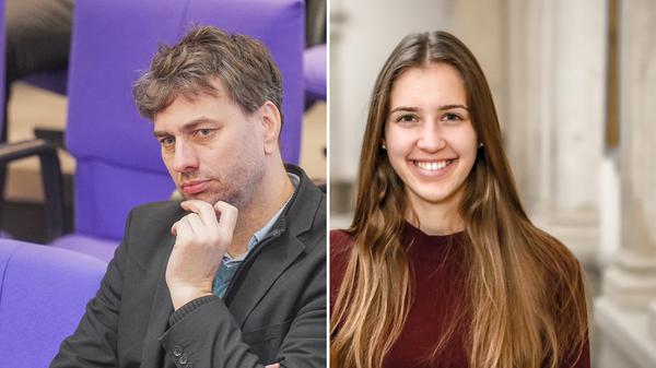 Eine Montage zeigt Stefan Gelbhaar neben Klara Schedlich.