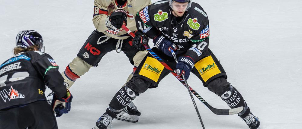 Angreifer Lean Bergmann verwandelte beim Sieg der Eisbären in Mannheim den entscheidenden Penalty.