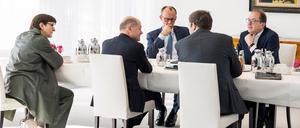 Saskia Esken beim Treffen von SPD und Union im Kanzleramt.