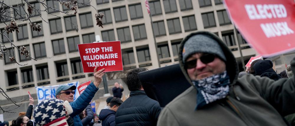 Demonstration gegen Massenentlassungen vor dem US-Arbeitsministerium im Februar.