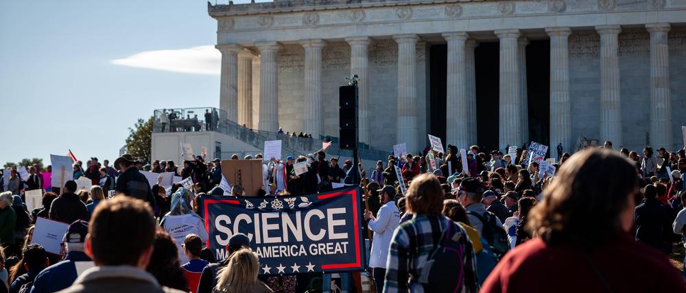 Großdemo „Stand up for science“ vor dem Lincoln Memorial in Washington.