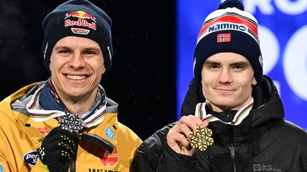 Bleibt ihm Gold? Marius Lindvik wurde im zweiten Einzel disqualifiziert.