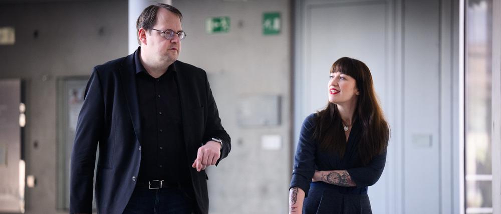 Plötzlich mächtig. Die Vorsitzenden der Bundestagsgruppe der Partei Die Linke, Heidi Reichinnek (r.) und Sören Pellmann, am Montag in Berlin.