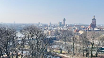 Zitadelle Spandau Blick vom Juliusturm auf Altstadt mit St- Nikolai und Rathaus