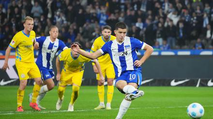 Ibrahim Maza brachte in der Hinrunde Hertha mit einem verwandelten Elfmeter auf die Siegstraße.