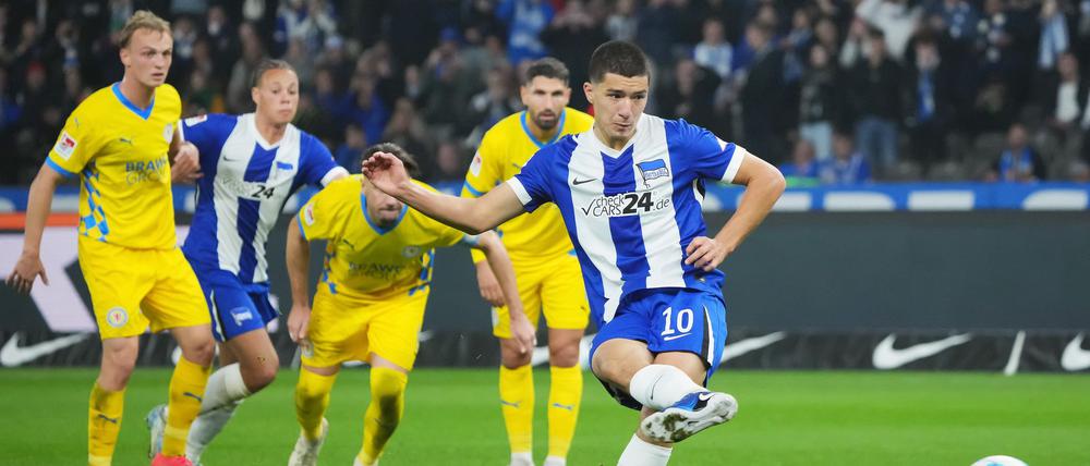 Ibrahim Maza brachte in der Hinrunde Hertha mit einem verwandelten Elfmeter auf die Siegstraße.