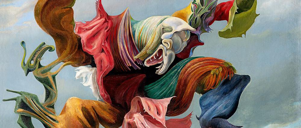 Max Ernsts „Der Hausengel“ von 1937 ist in der Ausstellung „Surrealismus, Romantik“ in der Hamburger Kunsthalle zu sehen.
