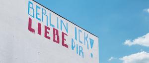 BErlin, Germany - june 2018: Graffiti slogan on building facade saying: Berlin, I love you (german: Berlin Ick liebe Dir) xkwx I love you, Ick liebe Dir, art, artwork, berlin, building, city, cityscape, facade, german, germany, graffiti, graffity, grafitti, house, ick lieb dir, love, message, mural, paint roll, painting, roof, rooftop, sky, slogan, street, street art, text, urban, wall, writing
