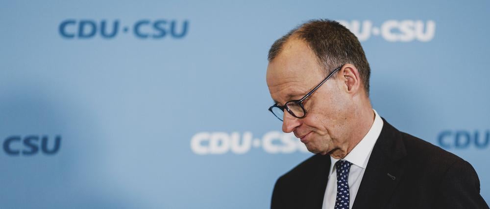 Friedrich Merz, CDU-Parteivorsitzender, bei einer Pressekonferenz am Freitag in Berlin.