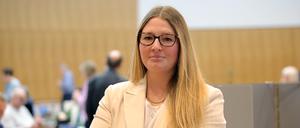 Potsdams Integrationsbeauftragte Amanda Palenberg in der Stadtverordnetenversammlung. 