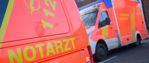 Ein Notarztfahrzeug und ein Rettungswagen stehen an einer Einsatzstelle. (Symbolbild)