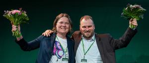 Die neuen Landeschefs der Grünen: Andrea Lübcke (links) und Clemens Rostock.