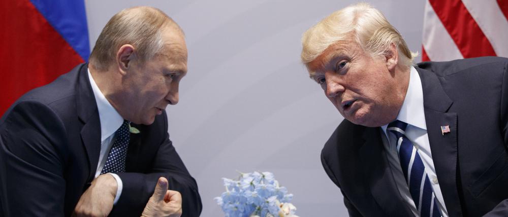 Wladimir Putin und Donald Trump unterhalten sich auf dem G20-Gipfel.