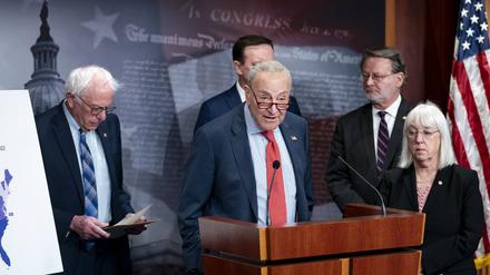 Der demokratische Minderheitsführer im Senat, Chuck Schumer, am 6. März bei einer Rede im Kapitol in Washington.