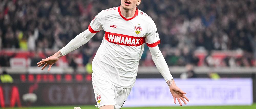 Traf auch bei Stuttgarts Niederlage gegen Leverkusen am Sonntag: Nick Woltemade.