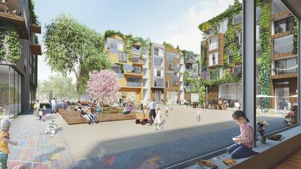 Das Schumacher Quartier in Tegel soll Vorzeigeprojekt der Hauptstadt für den urbanen Holzbau werden.