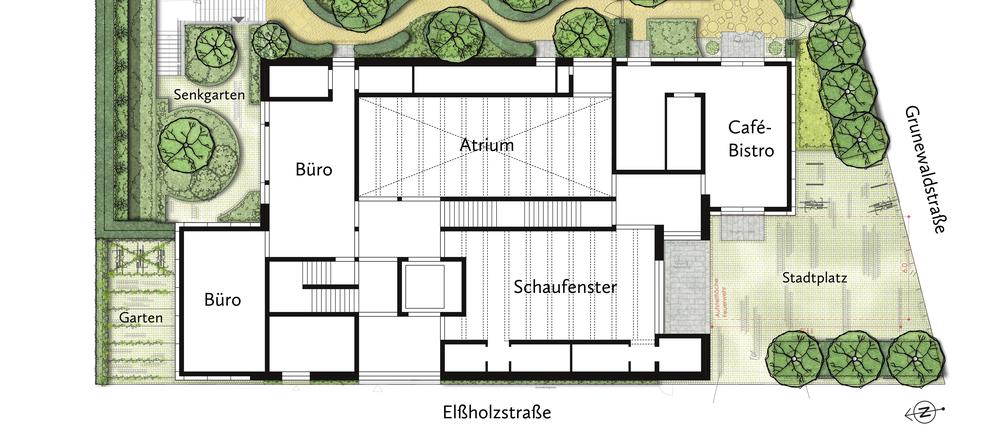 Grundriss des geplanten Museumsneubaus „Bildlabor Kleistpark“