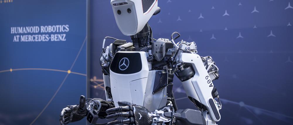 Der humanoide Roboter „Apollo“ soll bei Mercedes-Benz bald mit anpacken. Lachen kann er nicht.