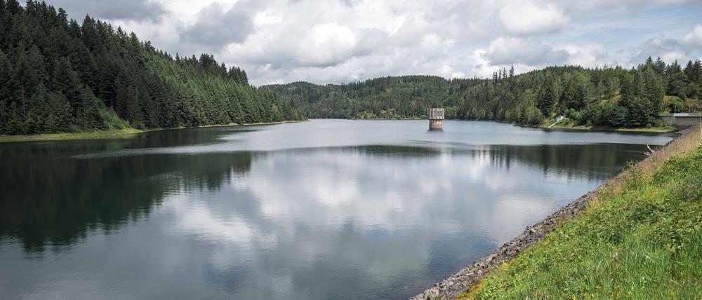 Blick auf die Mauthaustalsperre. Trinkwassertalsperre Mauthaus, auch Ködeltalsperre genannt, birgt das Trinkwasser für den oberfränkischen Raum. Für die Wasserversorgung werden jährlich etwa 12,6 Mio. Kubikmeter Rohwasser entnommen.